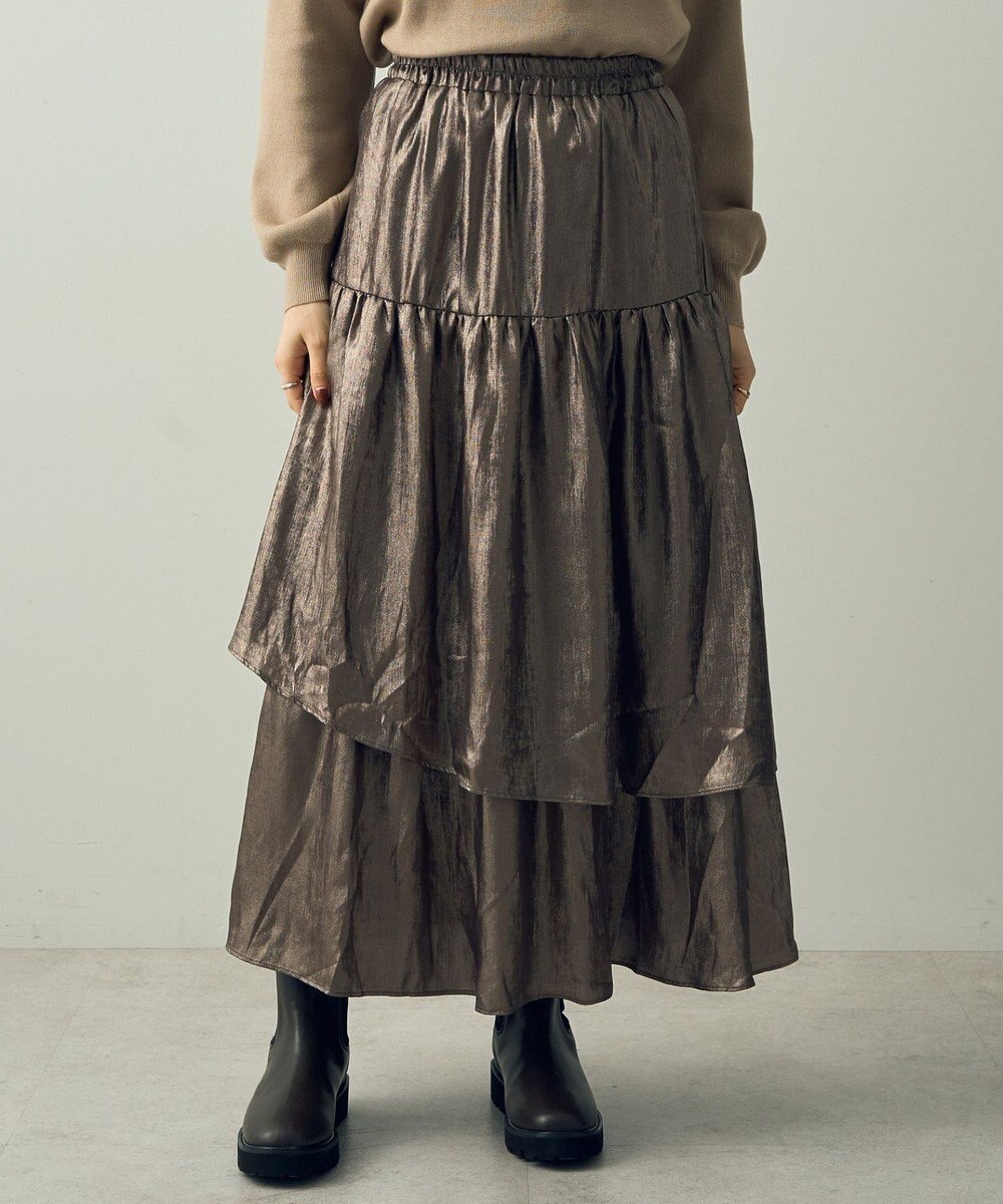 YECCA VECCA ラメティアードギャザースカート 