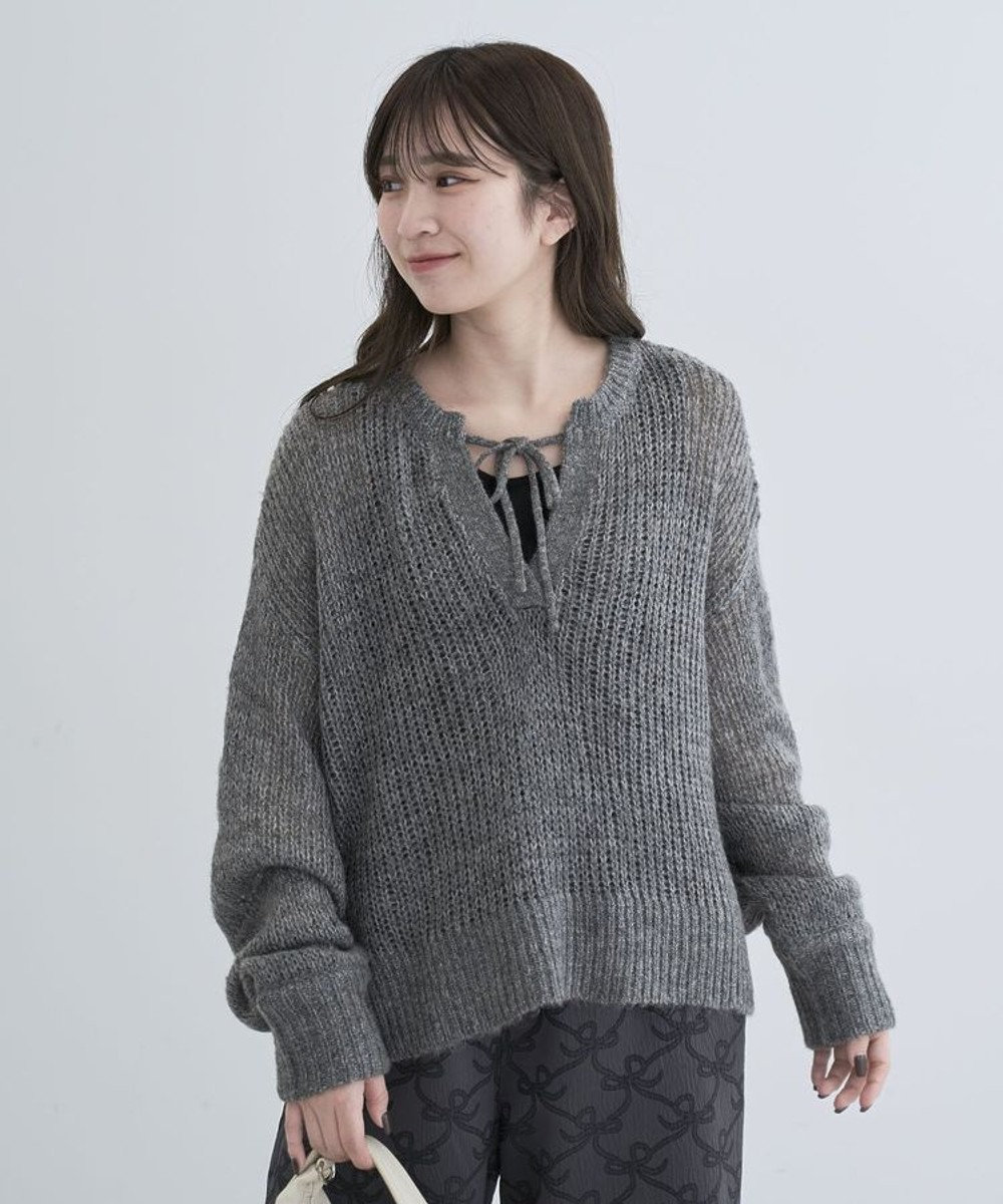 Green Parks ２Ｗａｙ起毛メッシュニットプルオーバー Gray