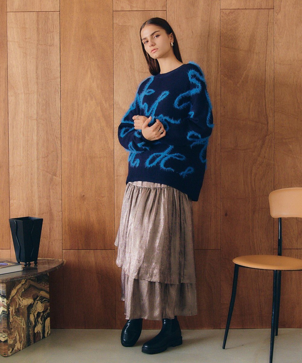 YECCA VECCA ラメティアードギャザースカート 