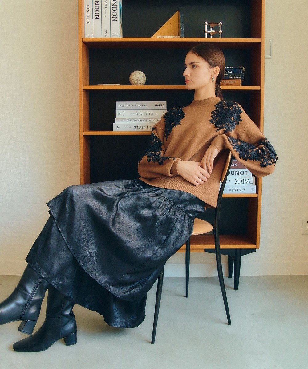 YECCA VECCA ラメティアードギャザースカート 