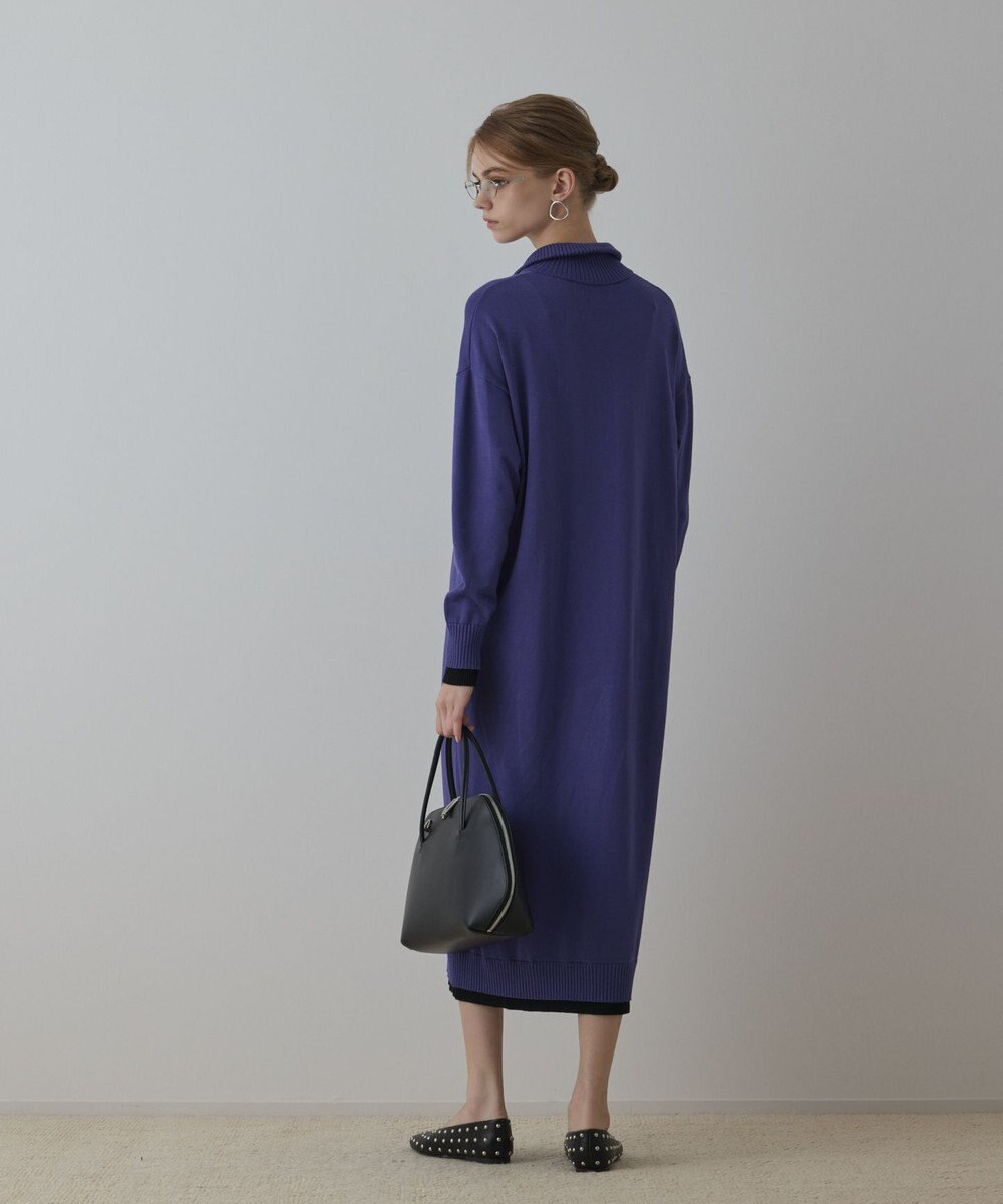 GRACE CONTINENTAL バイカラーストレートニットワンピース 