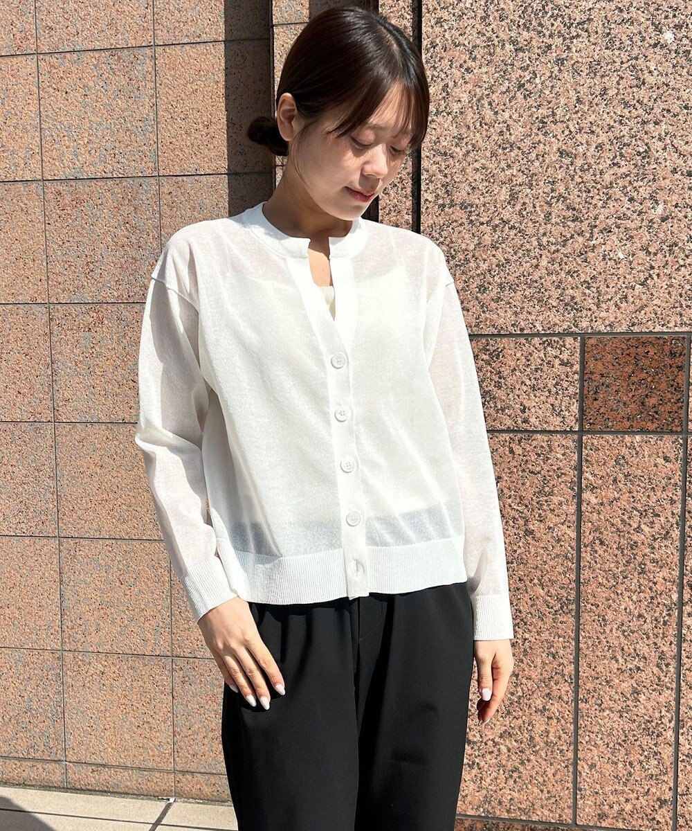 UNFILO シアーフォルムニット キーネックカーディガン 