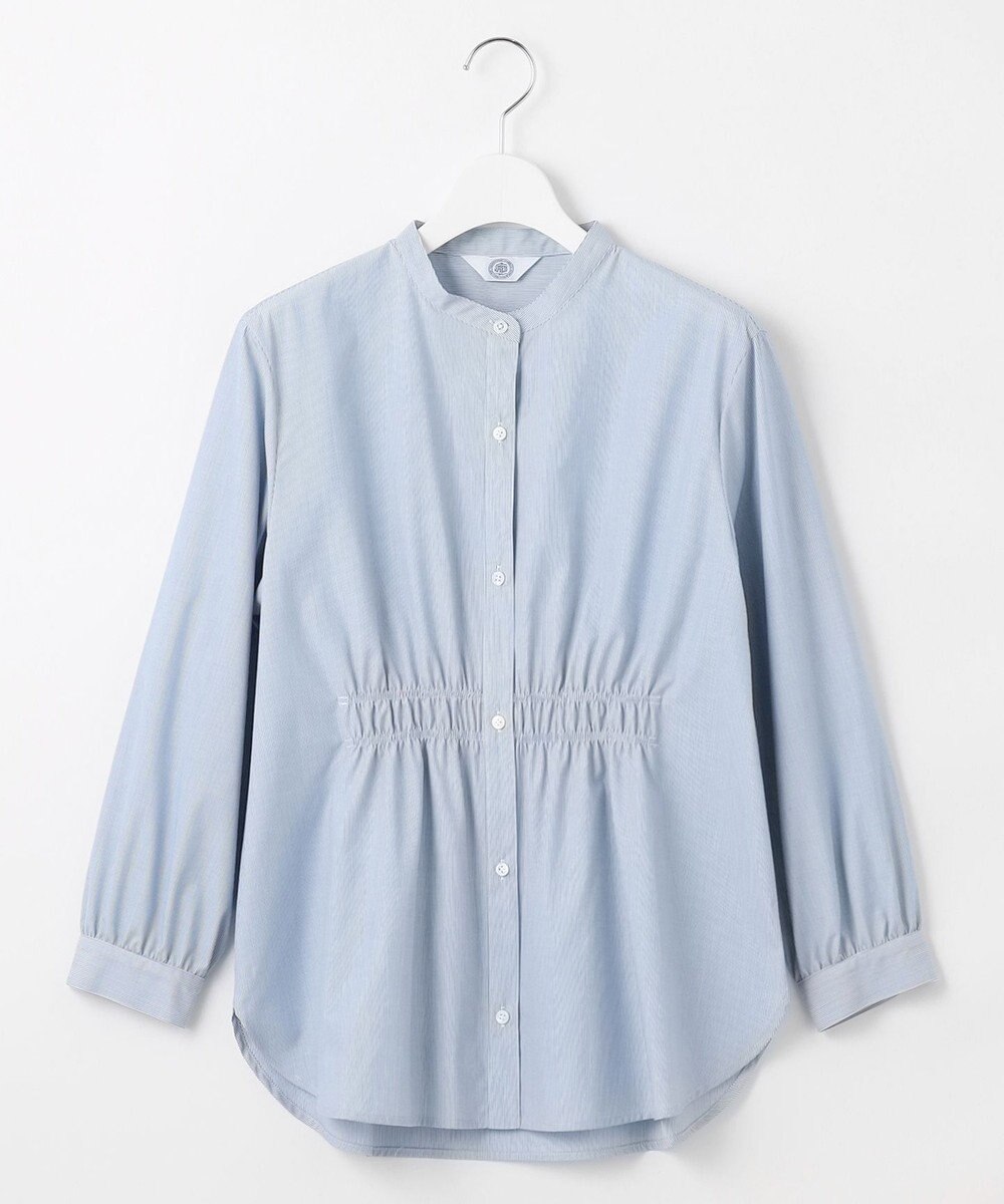 J.PRESS LADIES 【洗える・接触冷感・UVケア】エステネージュストライプ シャーリング  ブラウス 