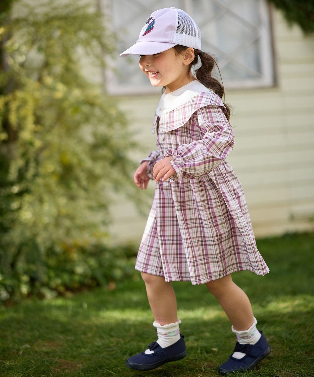 ANY KIDS チェックドッキングワンピース 