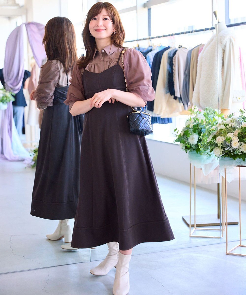 Feroux 【新色追加・洗える】バックリボン キャミワンピース 