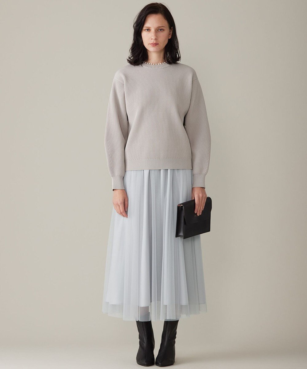 自由区 L 【洗える】パールディティール クルーネックニット 