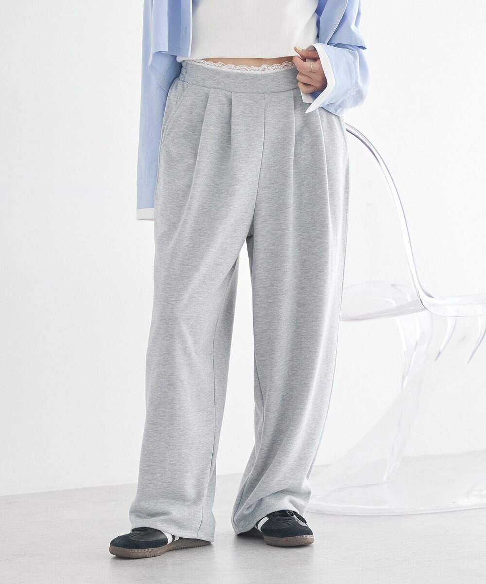 earth music&ecology レースレイヤード風スウェットパンツ 