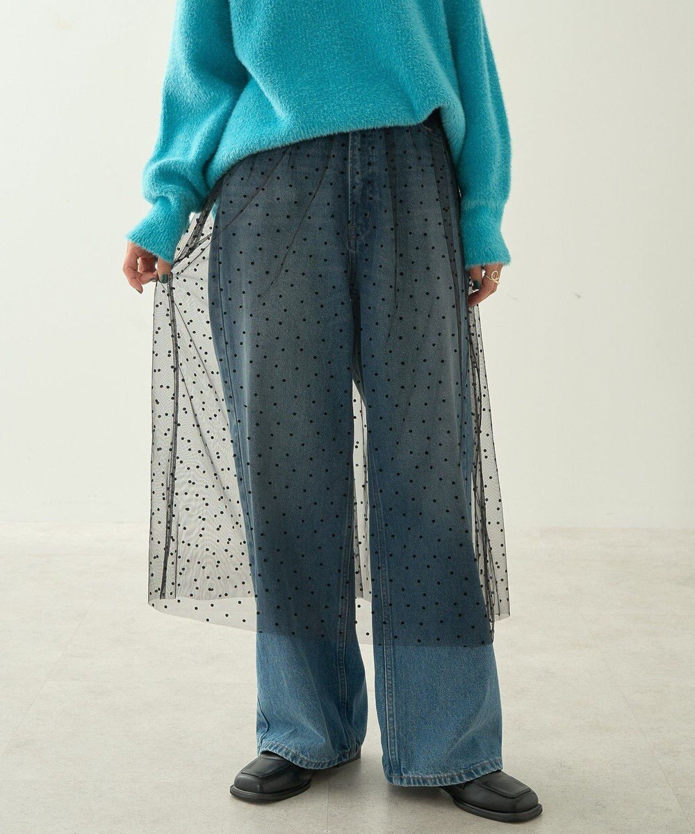 AMERICAN HOLIC ドットフロッキーレイヤードチュールスカート 