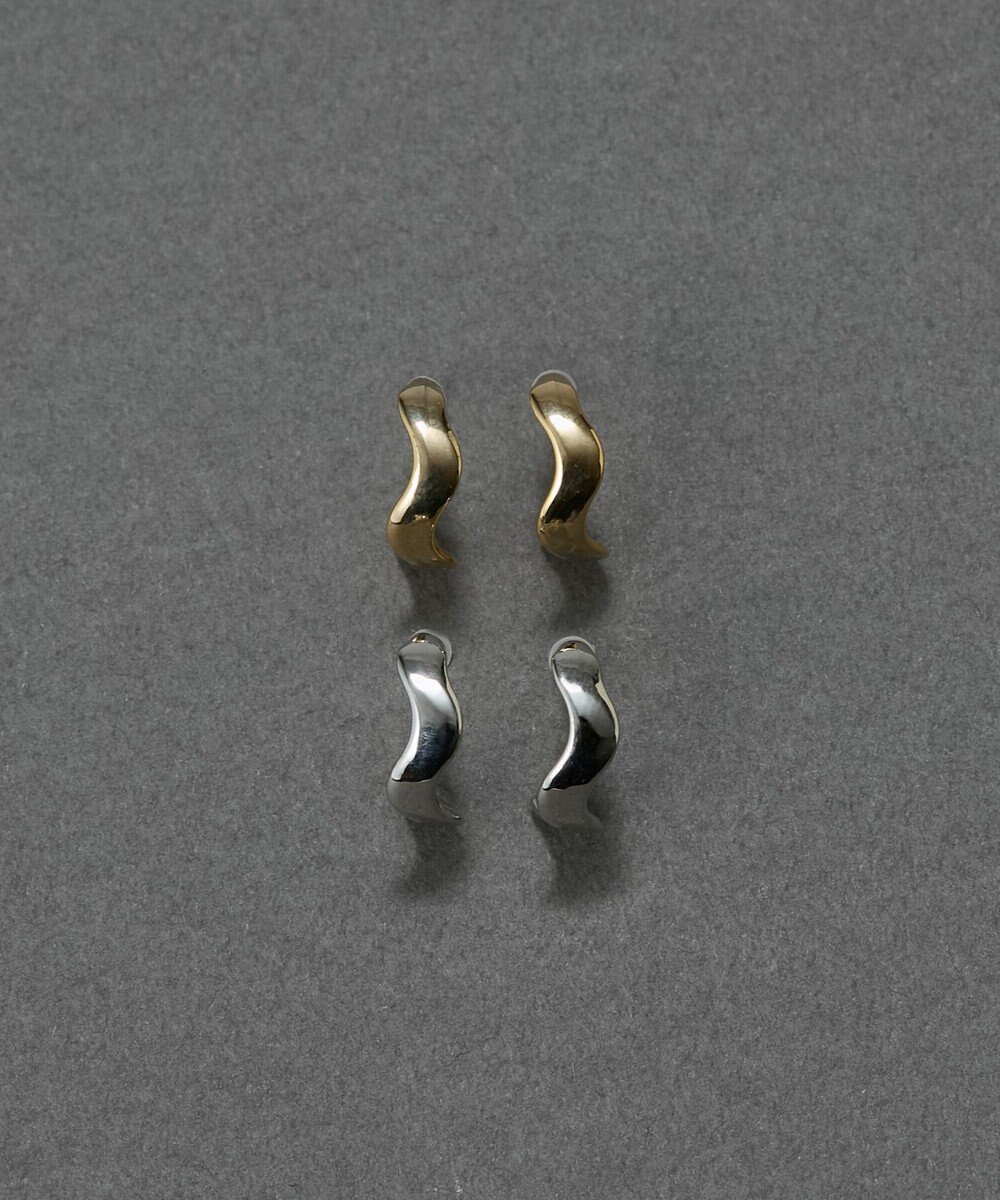 Phoebe 〈金属アレルギー対応〉リップルフープセラミックポストピアス　シルバー/ニッケルフリー 