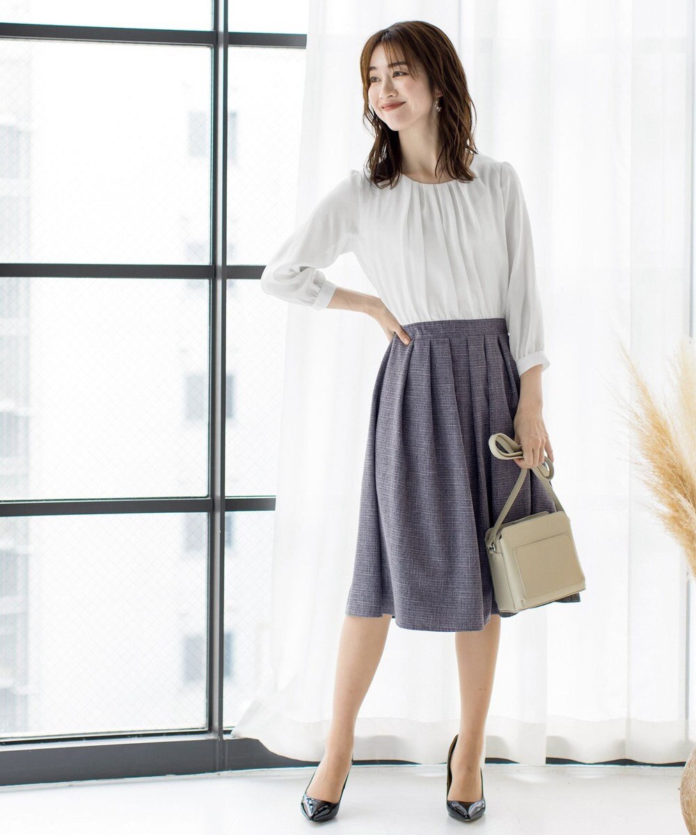 Tiaclasse 【洗える】ブラウスドッキングツイードワンピース 