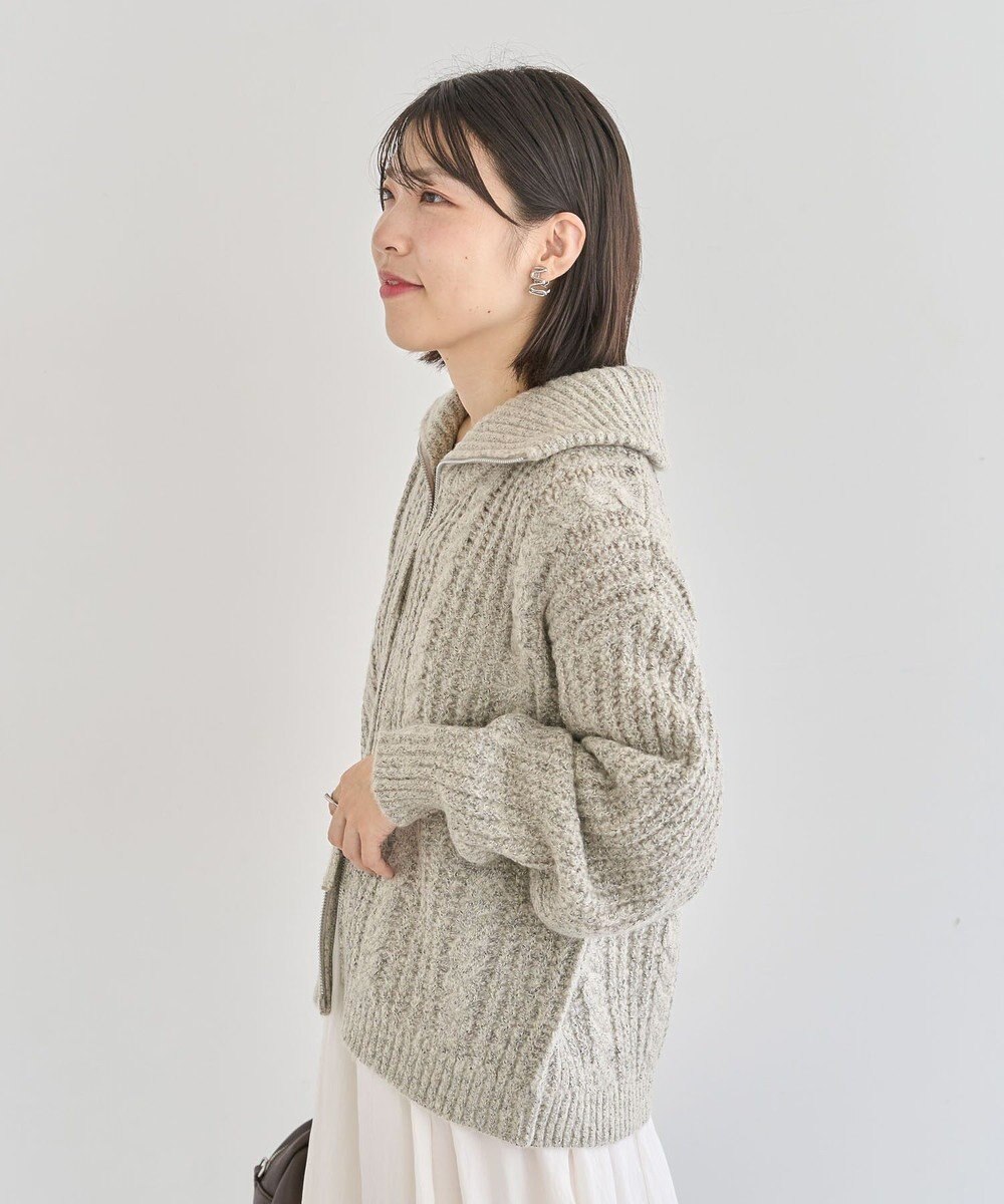 Green Parks 衿付きケーブルｚｉｐカーディガン 