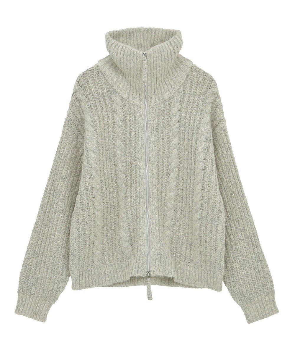 Green Parks 衿付きケーブルｚｉｐカーディガン 