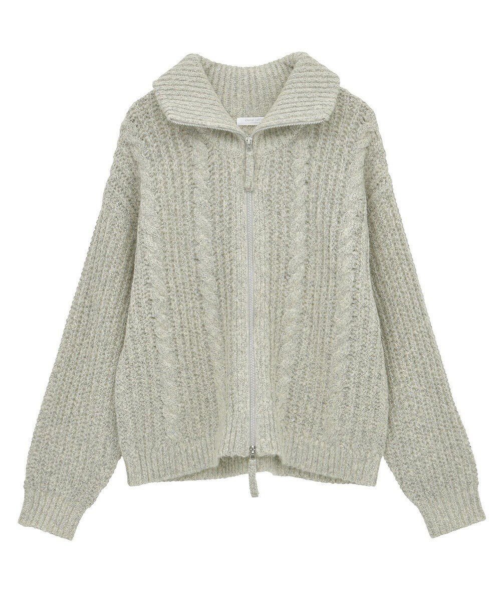 Green Parks 衿付きケーブルｚｉｐカーディガン 