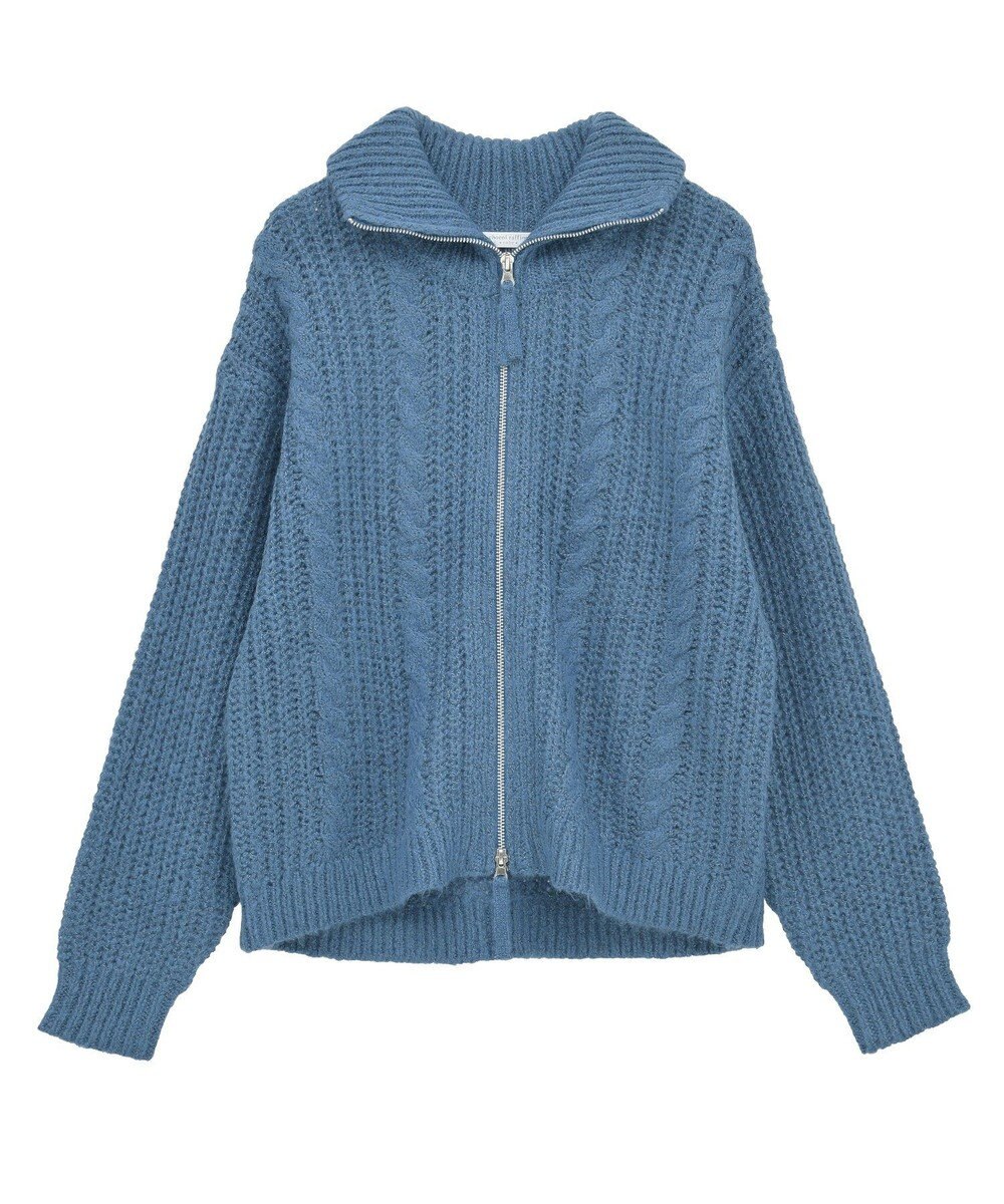 Green Parks 衿付きケーブルｚｉｐカーディガン 