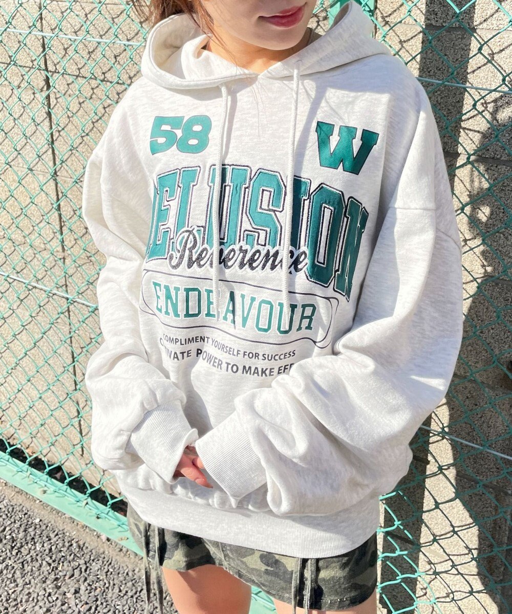 WEGO ロゴビッグプルパーカー 