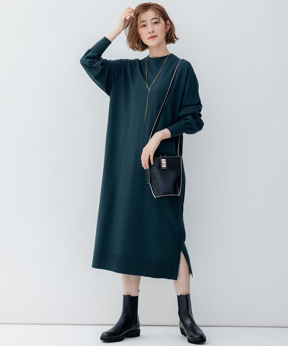 23区 【洗える】ヴィスコースストレッチ ストレート ニットワンピース 