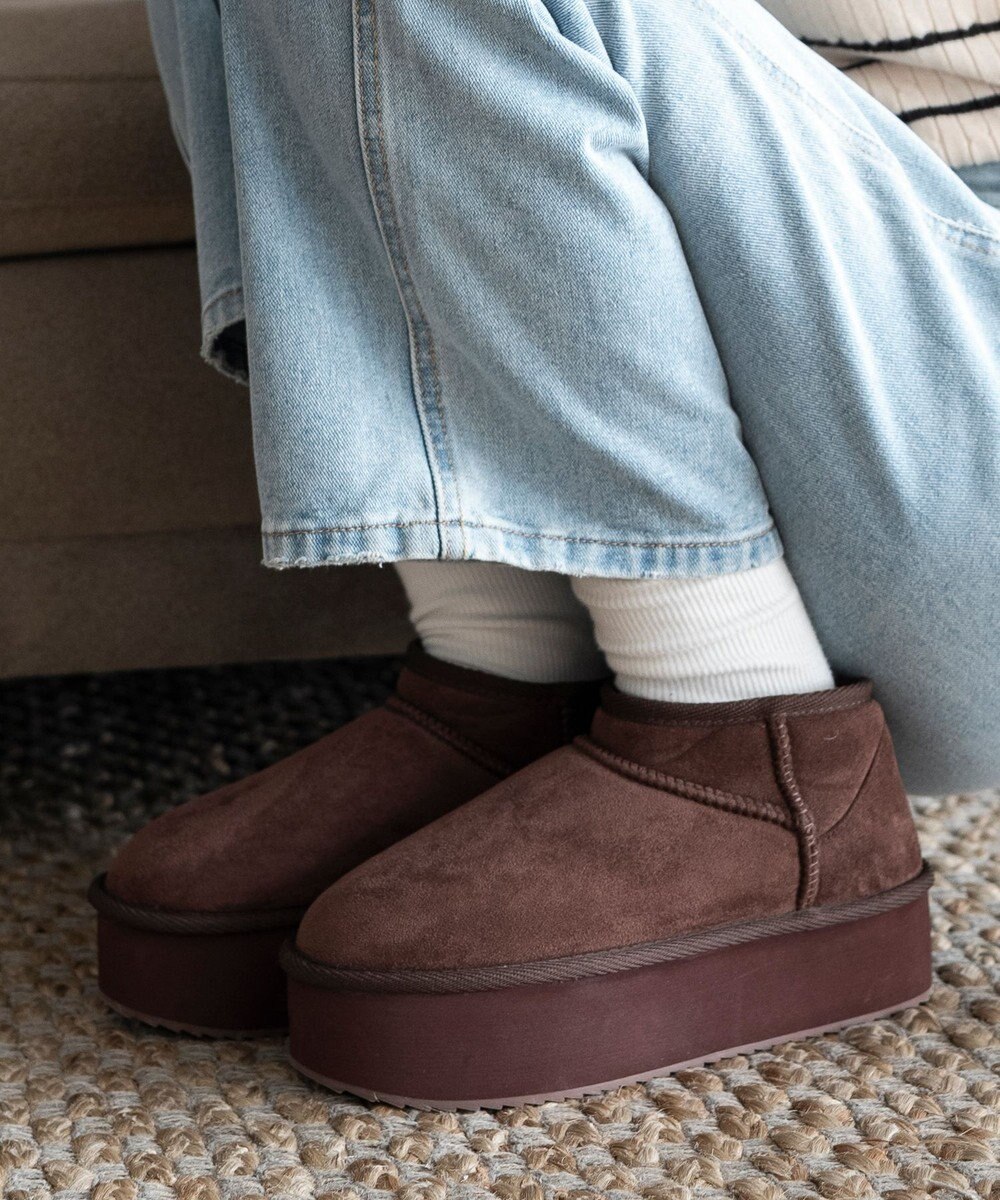 WEGO 【25年秋冬新作/あったかブーツ】厚底ムートンタッチブーツ 