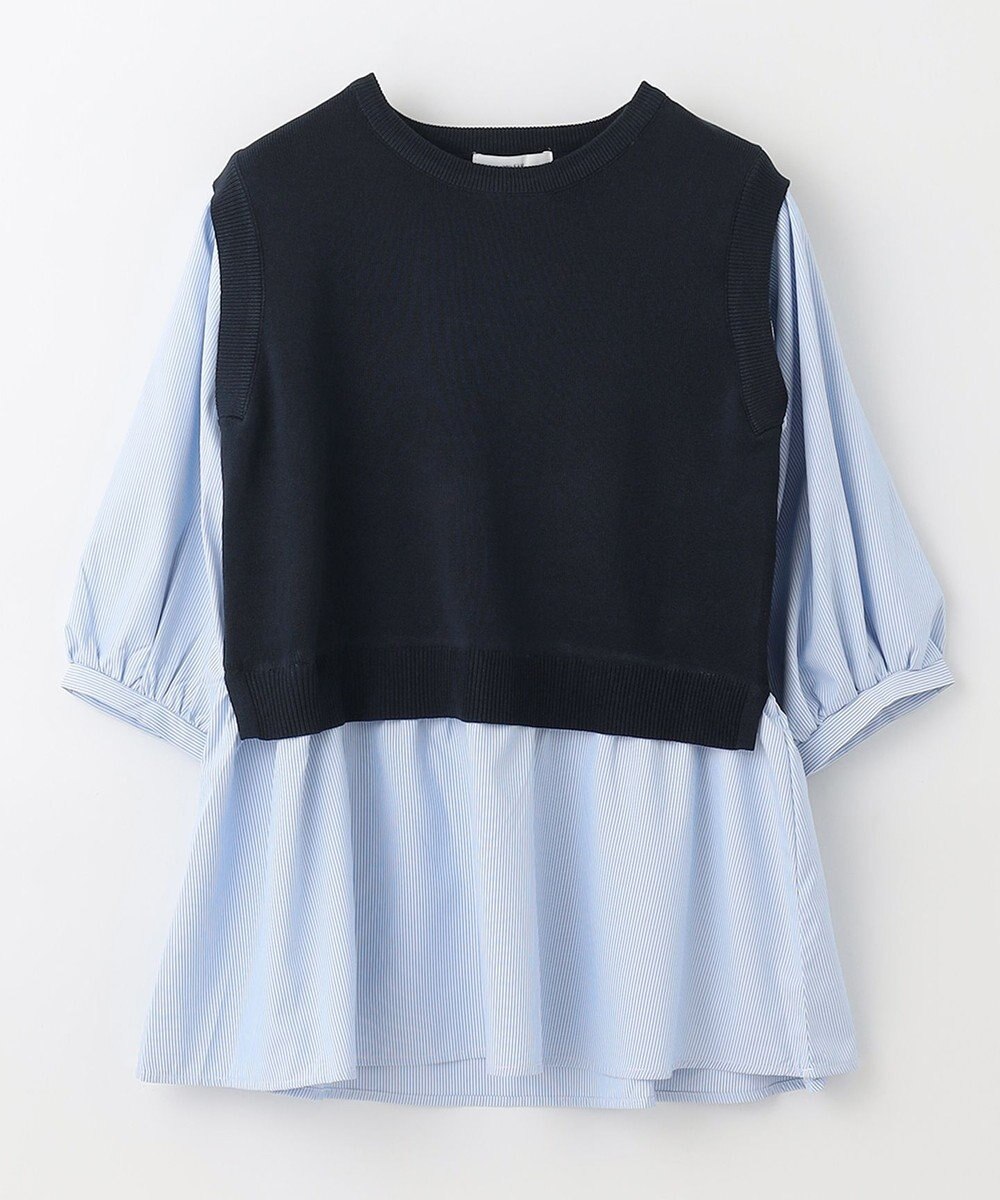 ANY 【洗濯機可】ニットレイヤードブラウス 