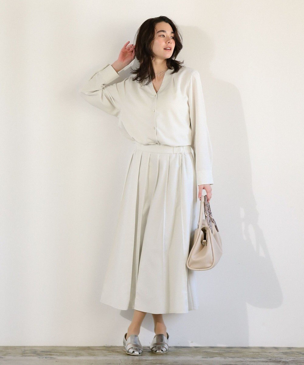 Green Parks ＳＥＴ２点スキッパーブラウス＋プリーツスカート 