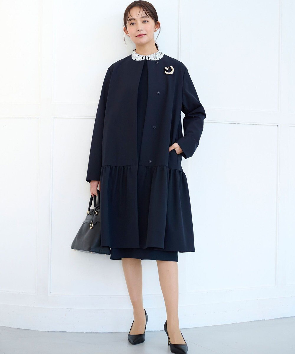 組曲 L 【KUMIKYOKU NAVY】コンフォータブルドレープ レース襟ワンピース 