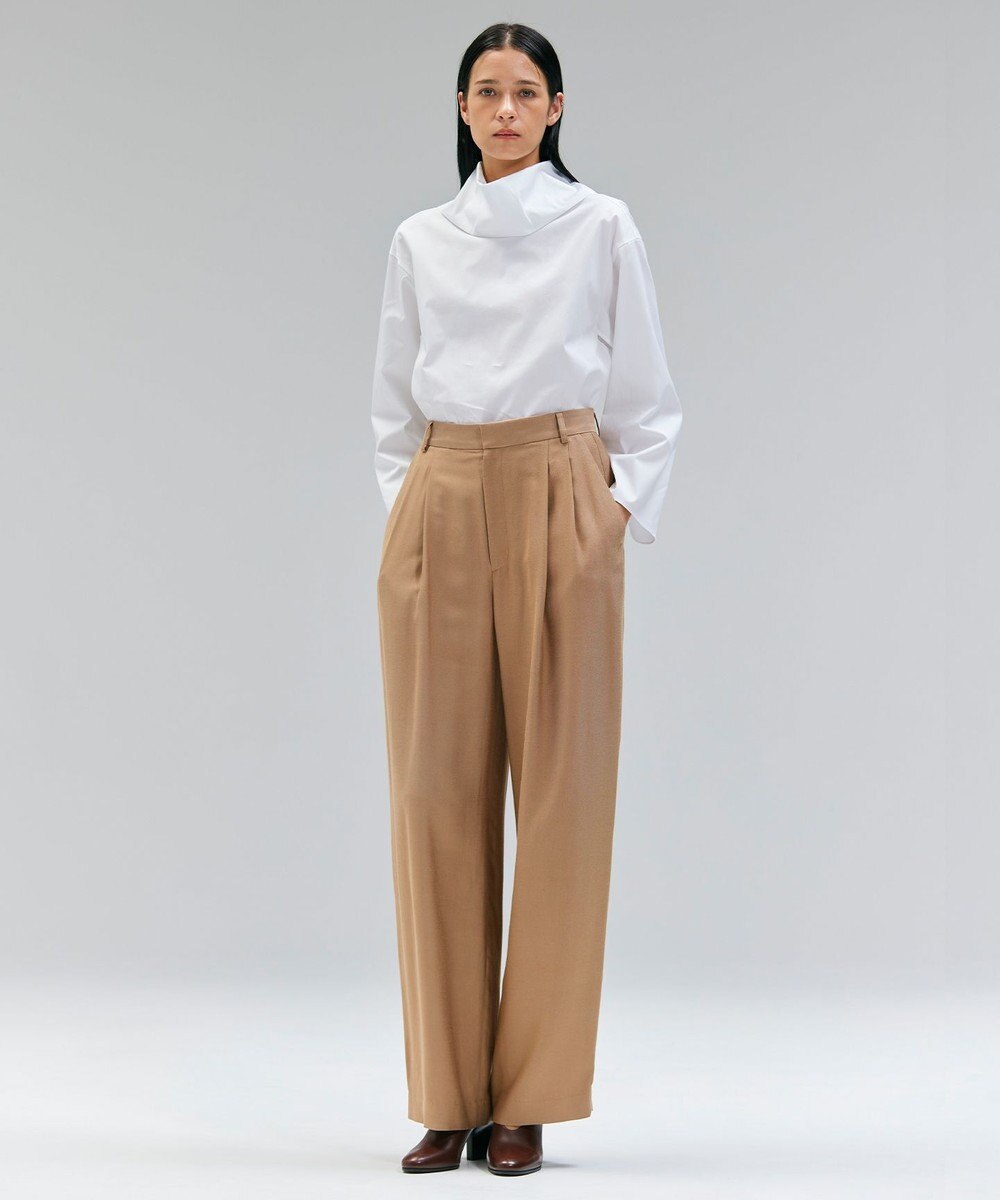 BEIGE， 【洗える】PERRY / コットンロールカラープルオーバーブラウス 