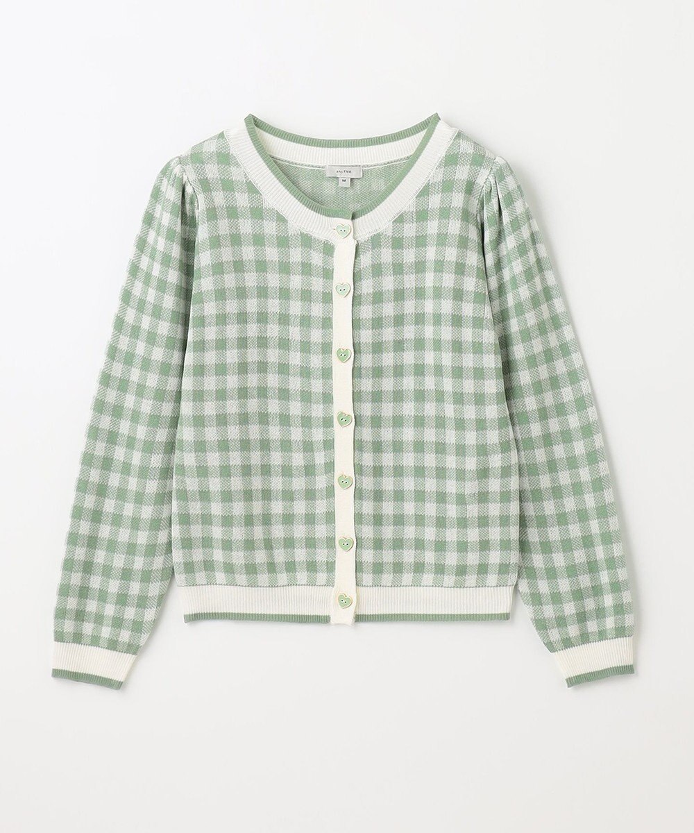 ANY KIDS ギンガム総柄ニット カーディガン 