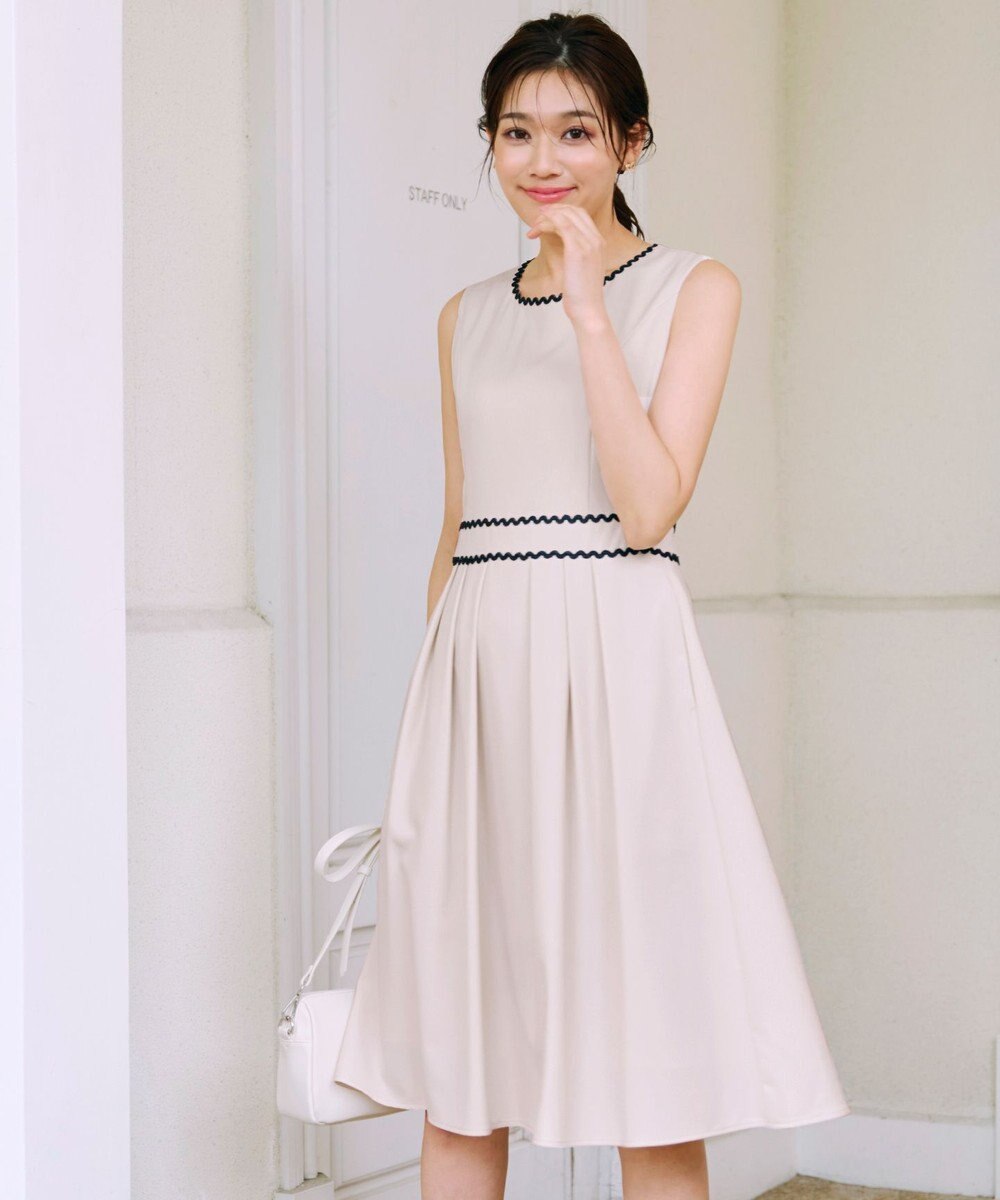 Tiaclasse 【洗える】配色スカラップレースワンピース 