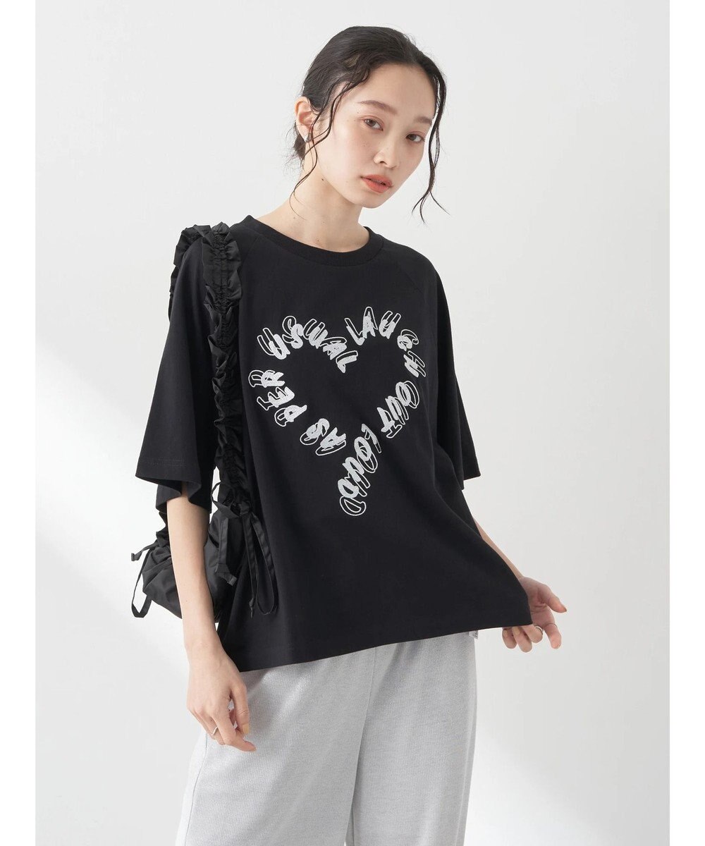 earth music&ecology ラメ刺繍ハートロゴＴ 