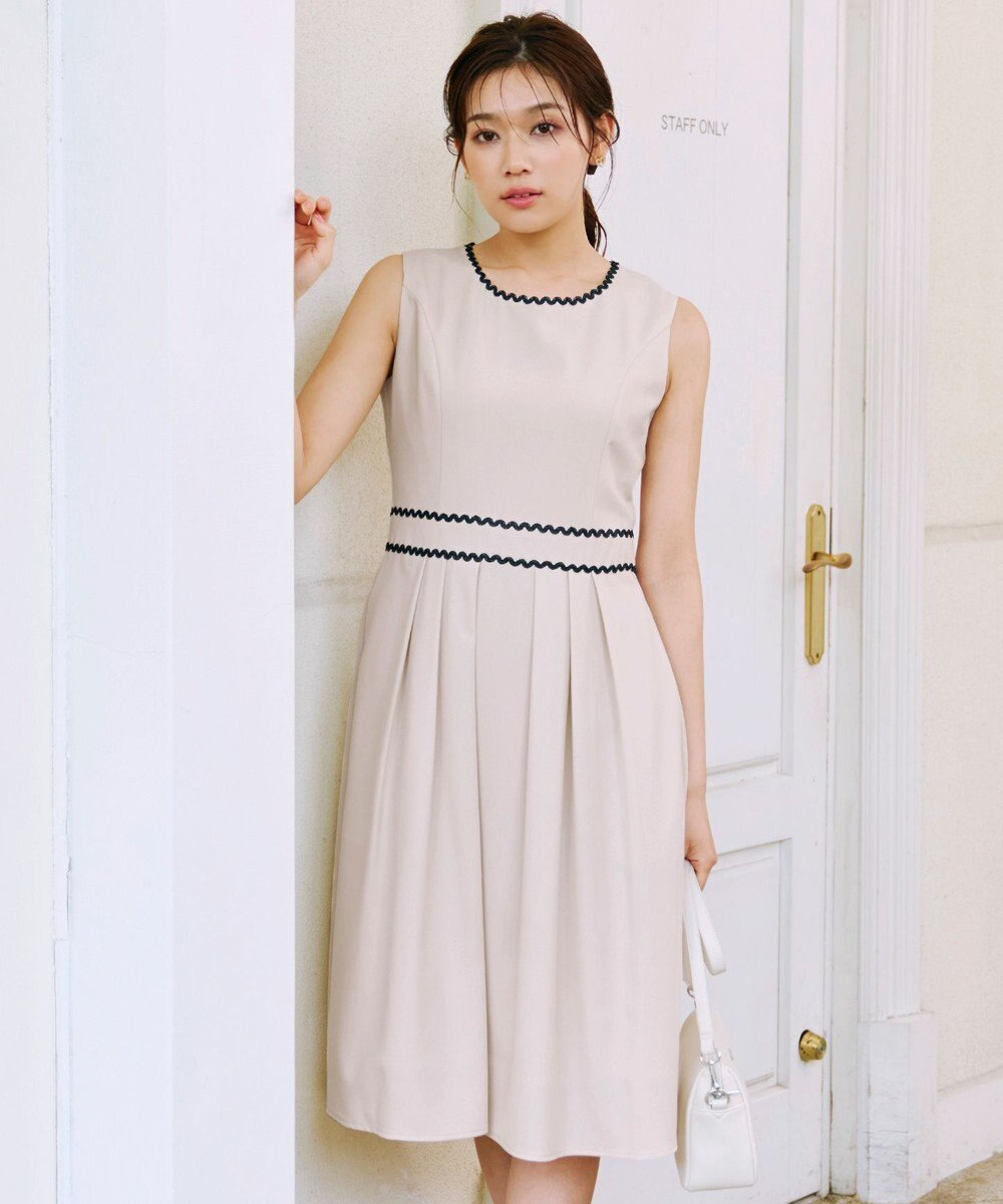 Tiaclasse 【洗える】配色スカラップレースワンピース 