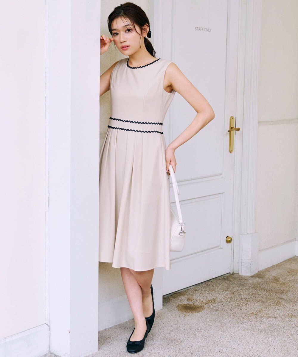 Tiaclasse 【洗える】配色スカラップレースワンピース 