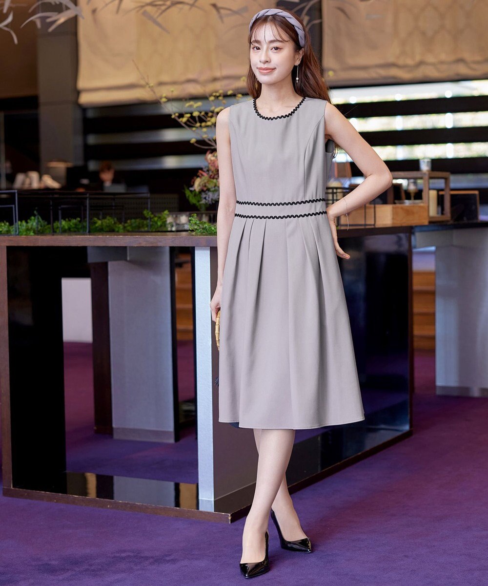 Tiaclasse 【洗える】配色スカラップレースワンピース 