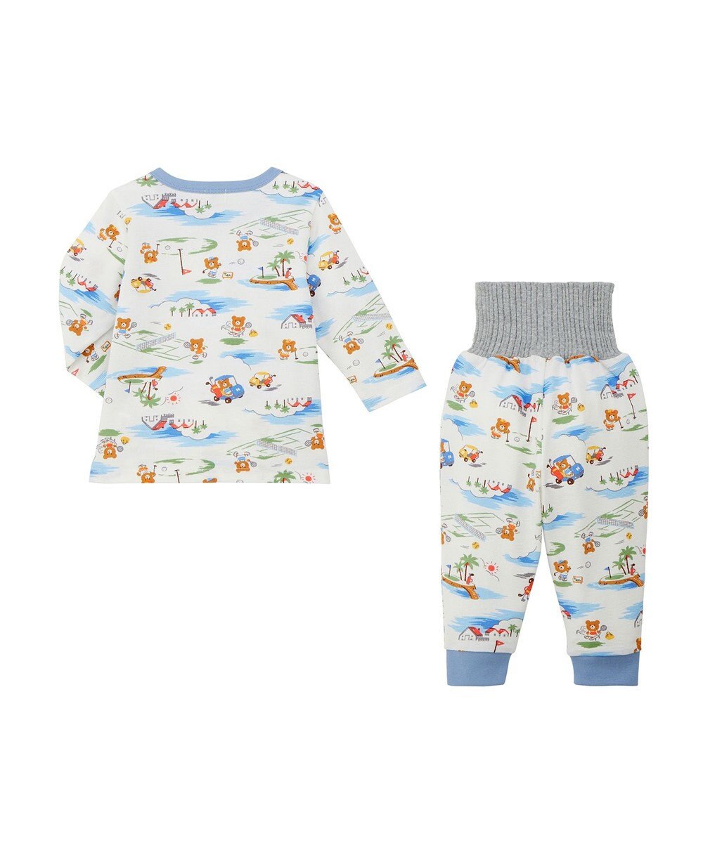 MIKI HOUSE HOT BISCUITS 【80-120cm】 リゾートビーンズ 腹巻き付き タック天竺素材 長袖パジャマ 