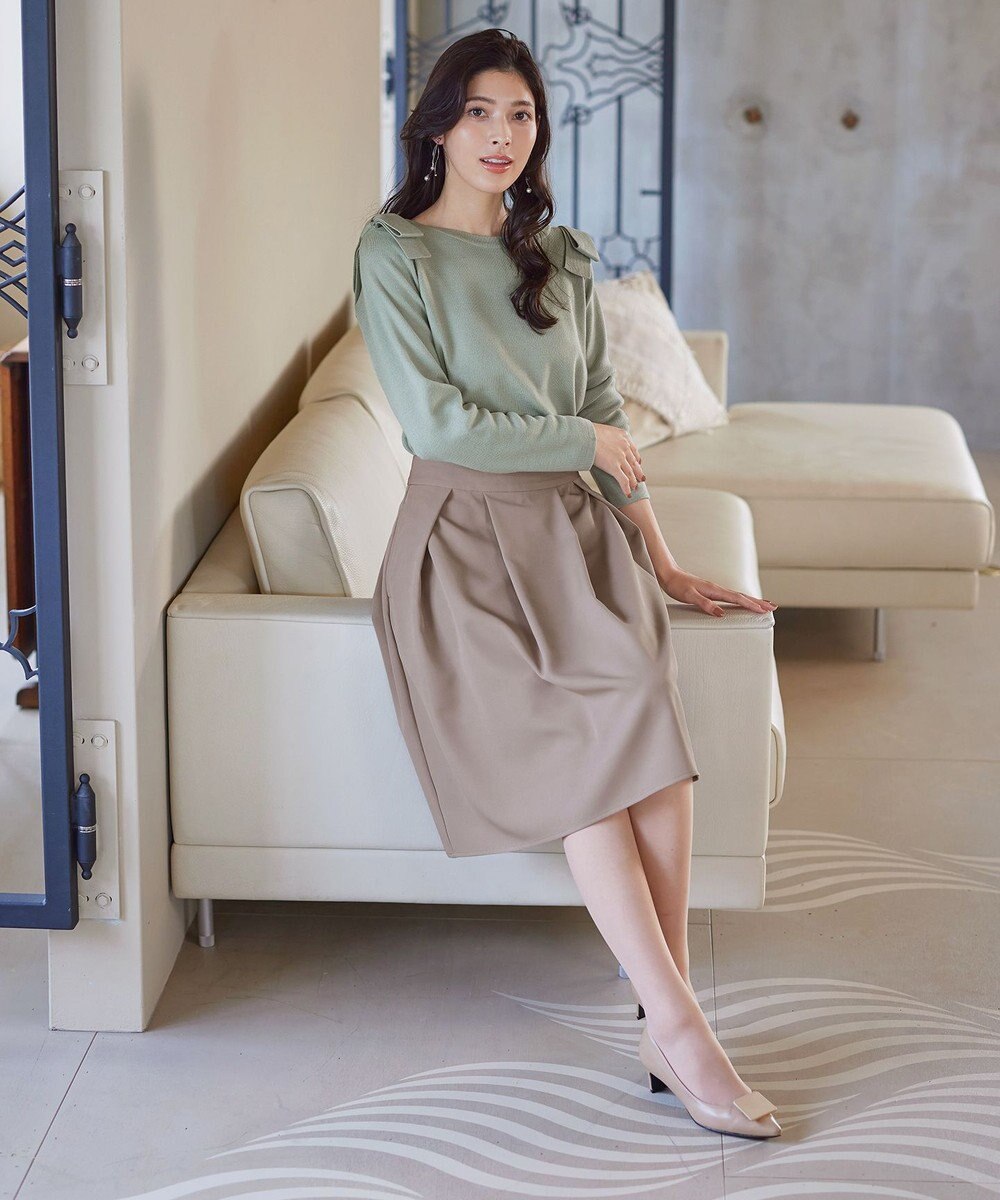 Tiaclasse 【洗える】ショルダーリボンニットトップス 