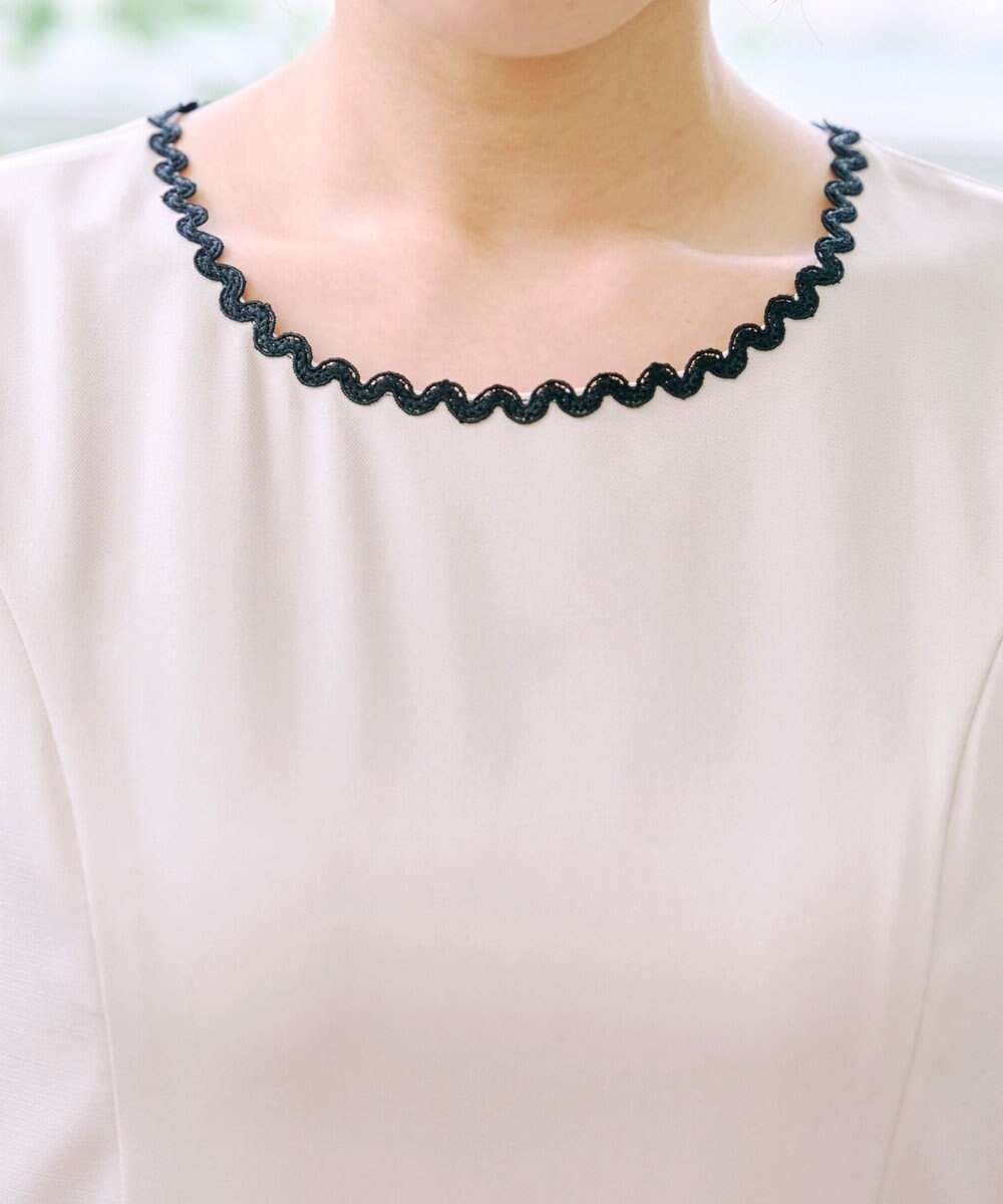 Tiaclasse 【洗える】配色スカラップレースワンピース 