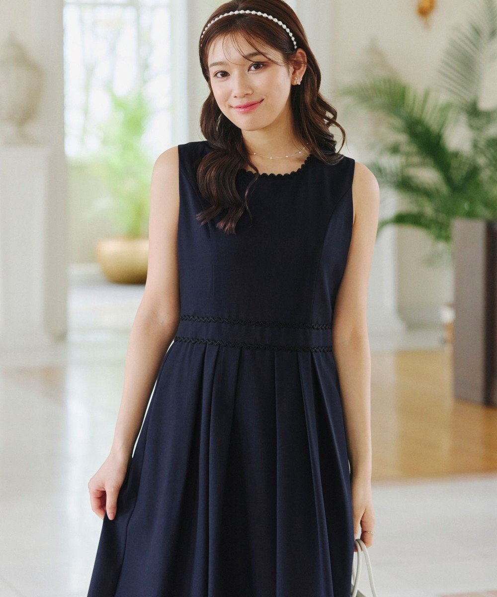 Tiaclasse 【洗える】配色スカラップレースワンピース 