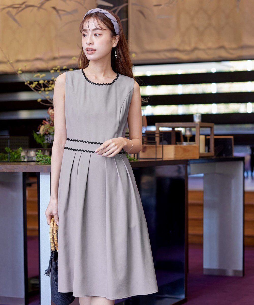 Tiaclasse 【洗える】配色スカラップレースワンピース 