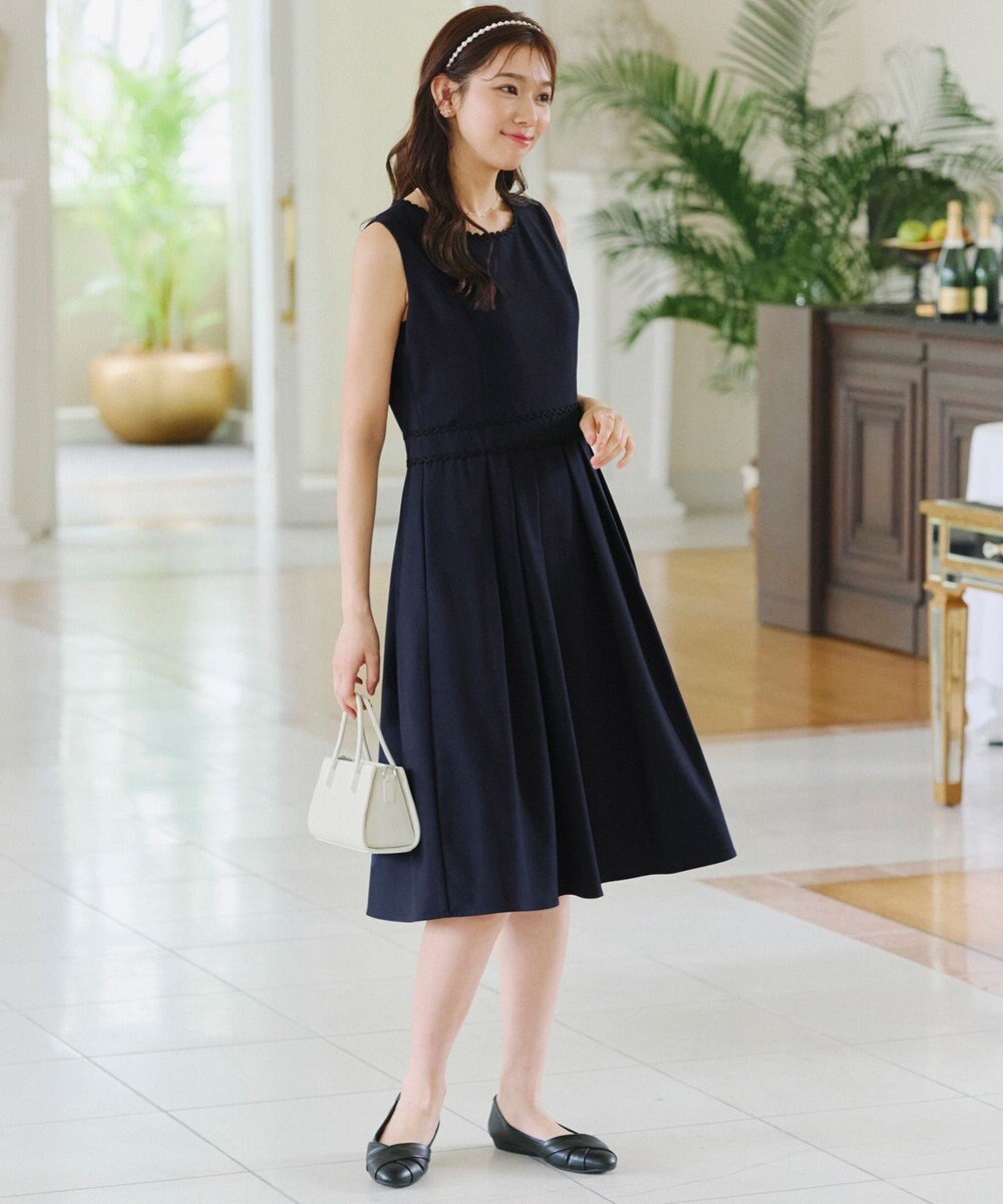 Tiaclasse 【洗える】配色スカラップレースワンピース 