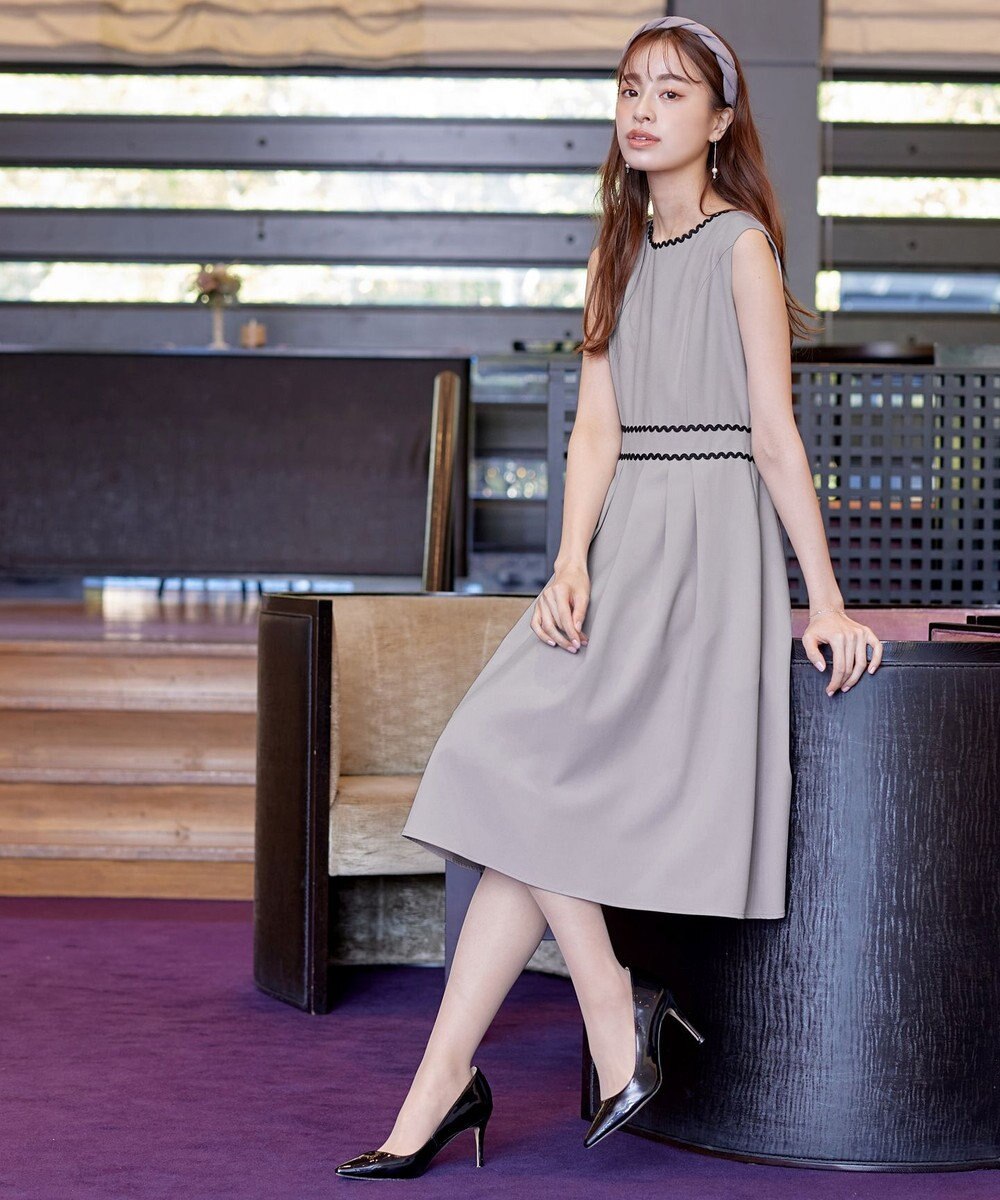 Tiaclasse 【洗える】配色スカラップレースワンピース 