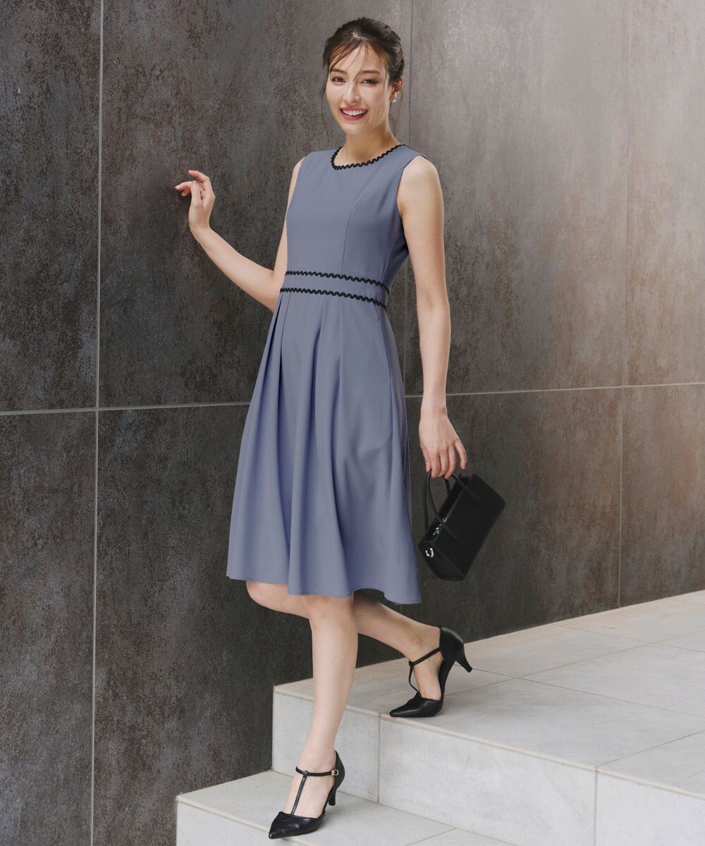 Tiaclasse 【洗える】配色スカラップレースワンピース 