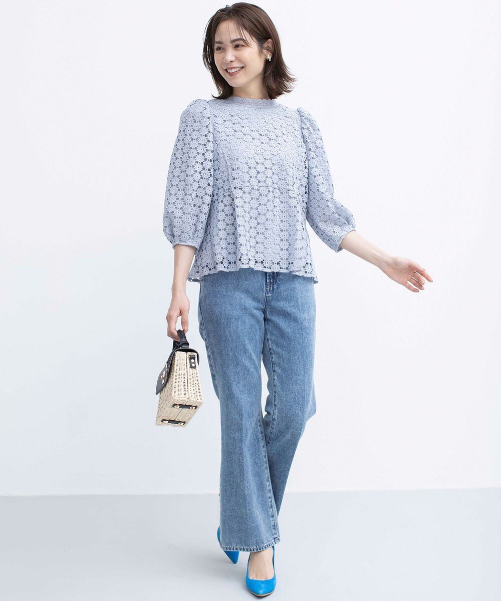 組曲 S 【WEB限定】フラワーレース ペプラムトップス 