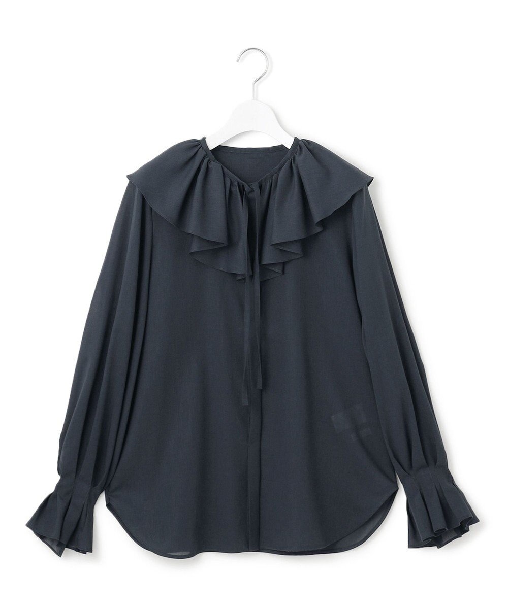 23区 【GOLD LABEL】シアーコットン ラッフル襟 ブラウス 