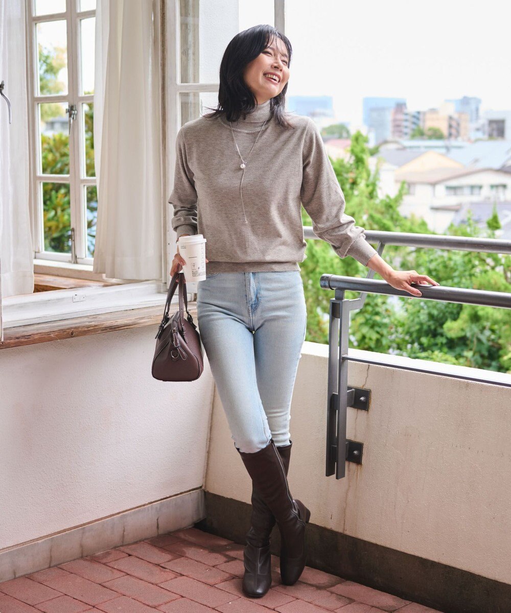 WEGO 【WEB限定/25年秋冬新作/洗濯OK/毛玉レス】タートルネックニット 