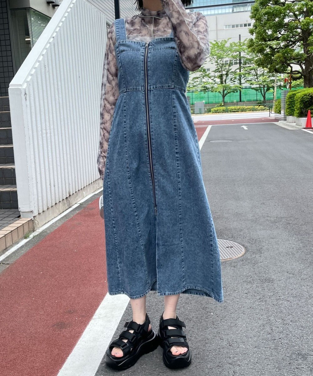 WEGO デニムWジップジャンスカ 