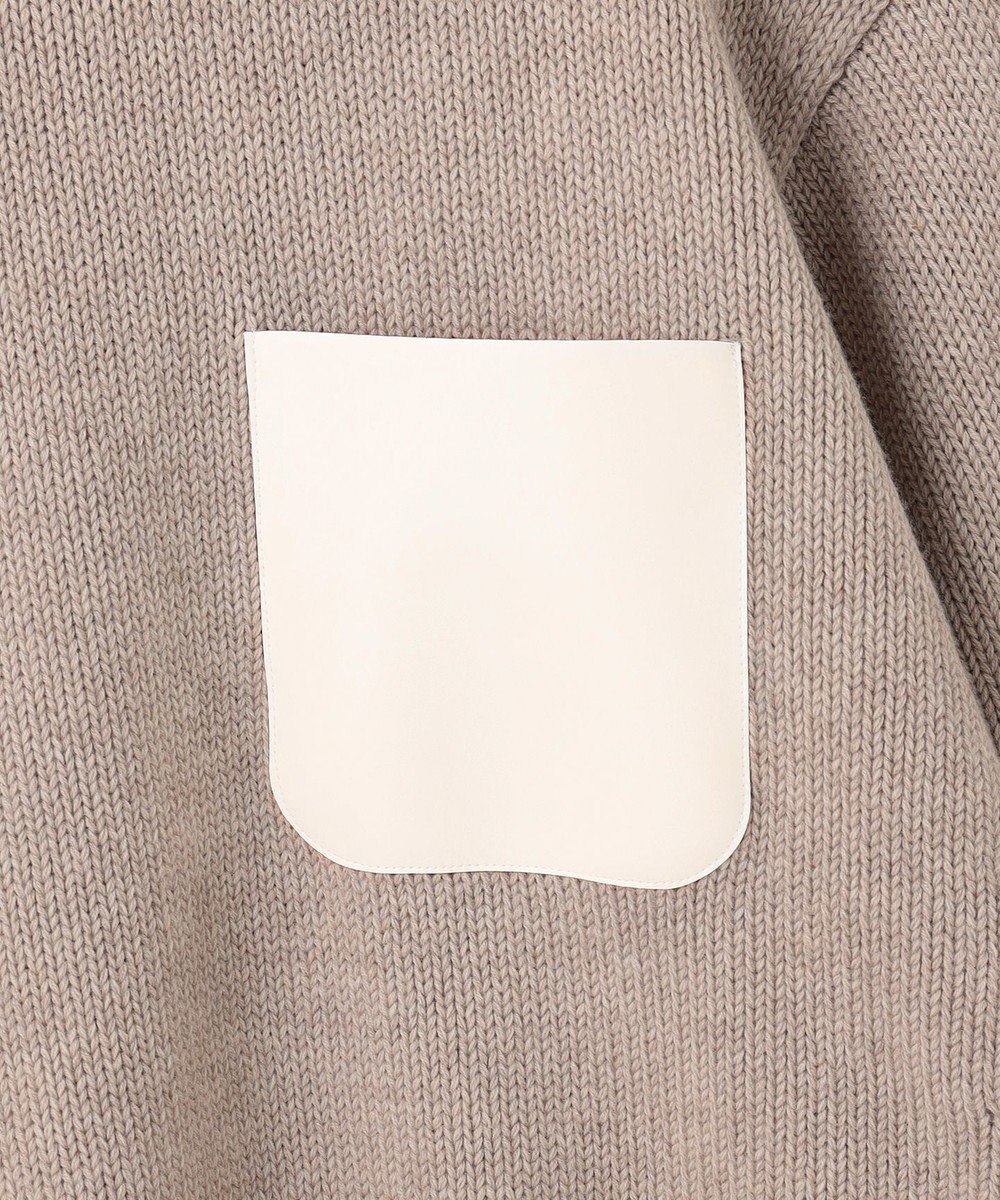 BEIGE， 【洗える】LEADER / フェイクレザーポケットクルーネックトップス 