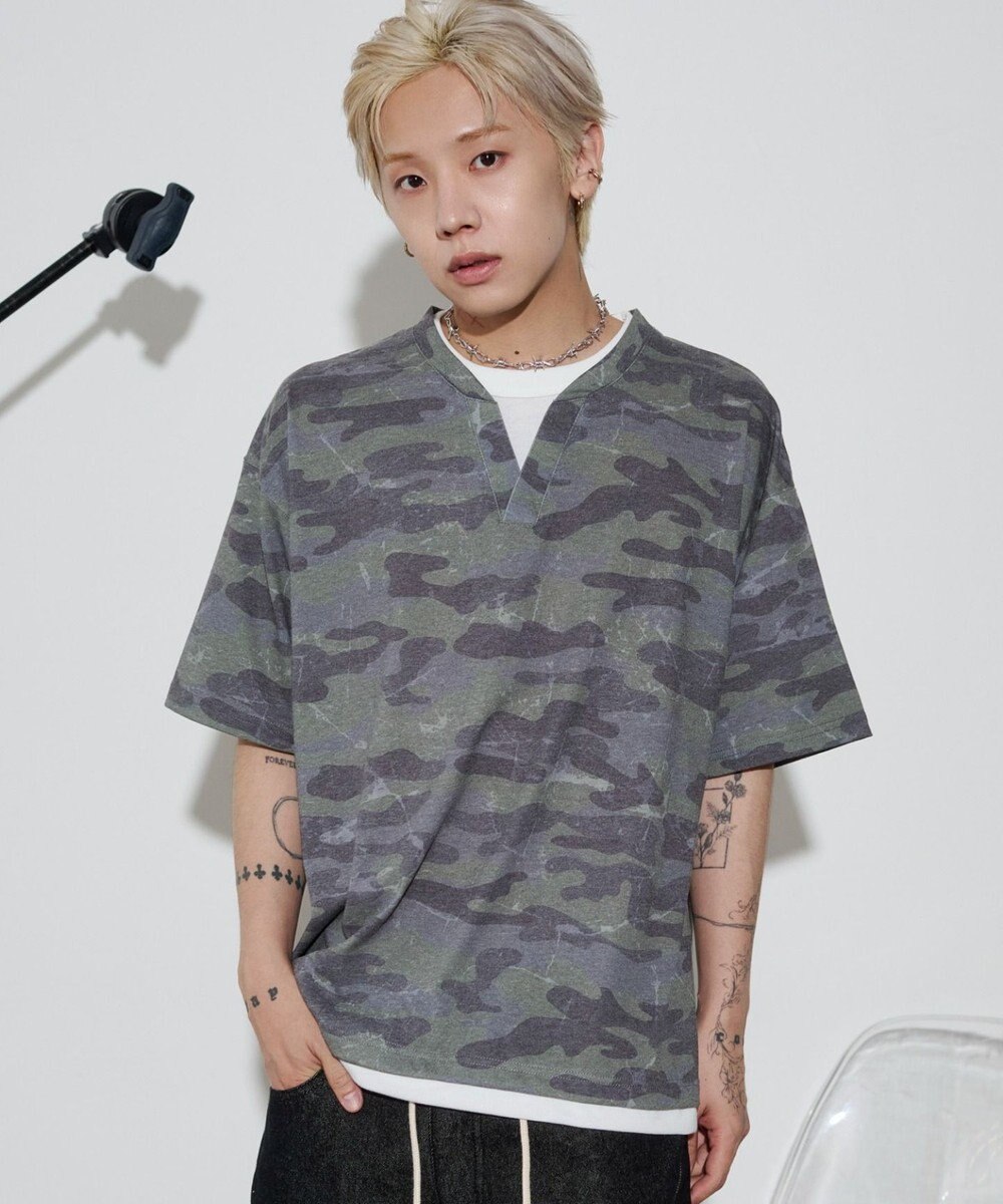 WEGO 【ユニセックス着用ITEM】キーネックフェイクレイヤードT（SS） 