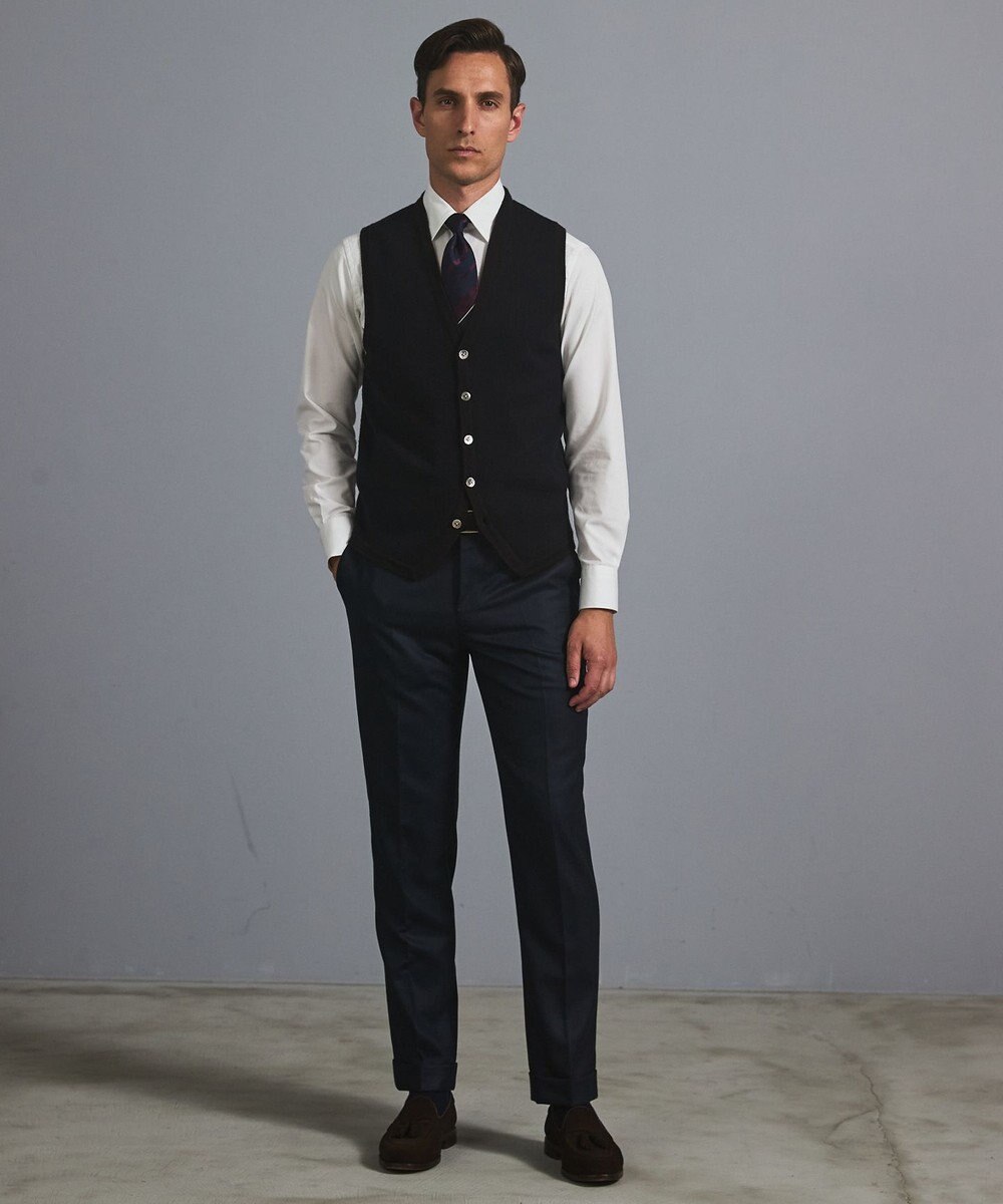 GOTAIRIKU 体温調整に【洗える/チクチクしにくい/ピリングしにくい】イタリア糸 ハイゲージ ベスト_WOOL100% 