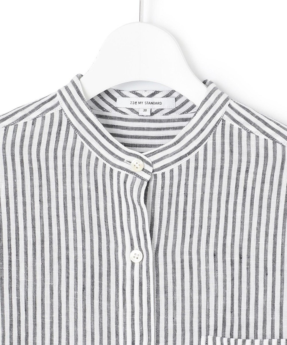 23区 【WEB限定カラーあり/洗える】LIBECO バンドカラー ビッグシルエット シャツ 