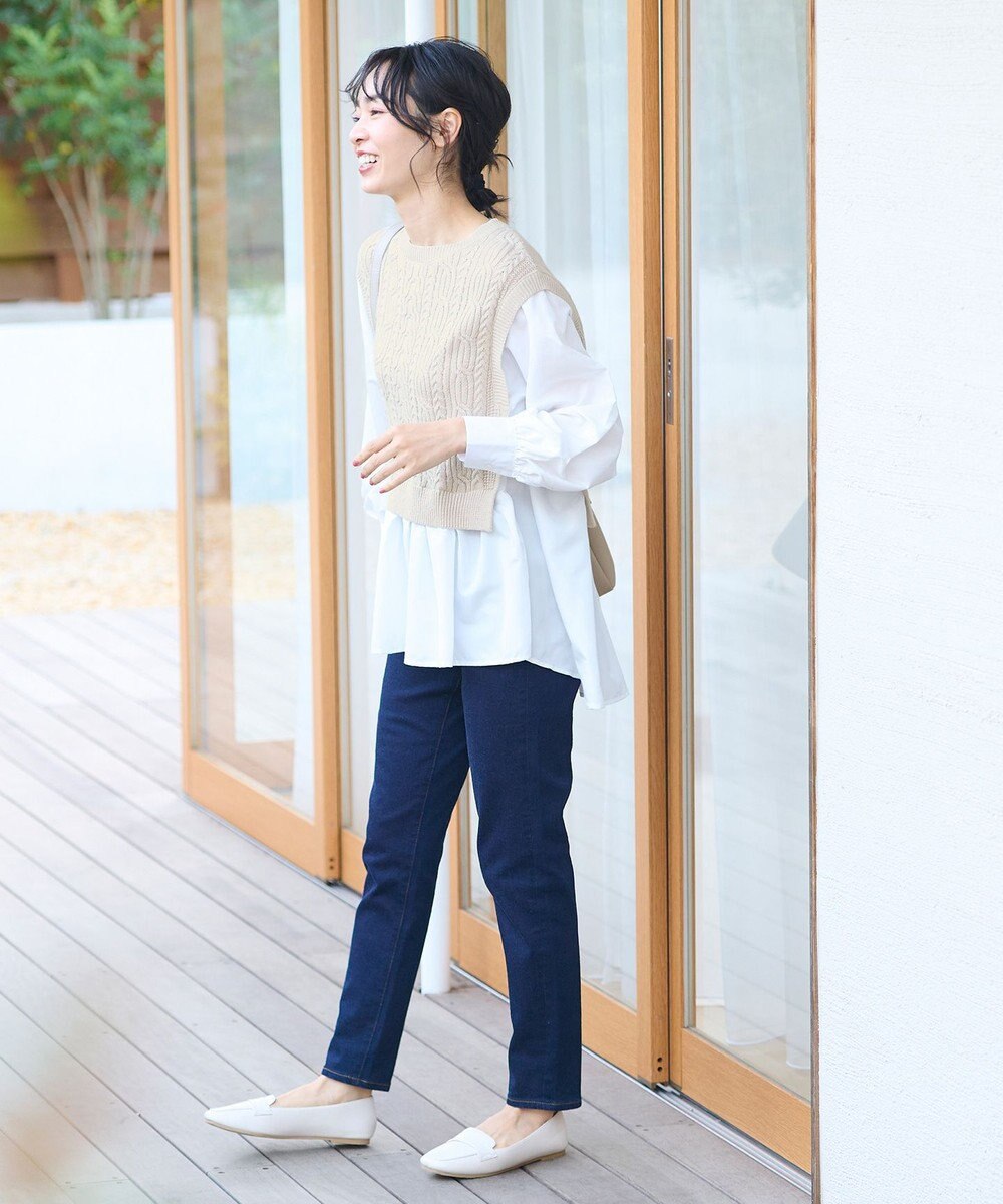 ANY 【洗濯機可・前後差あり】レイヤードブラウスニット 