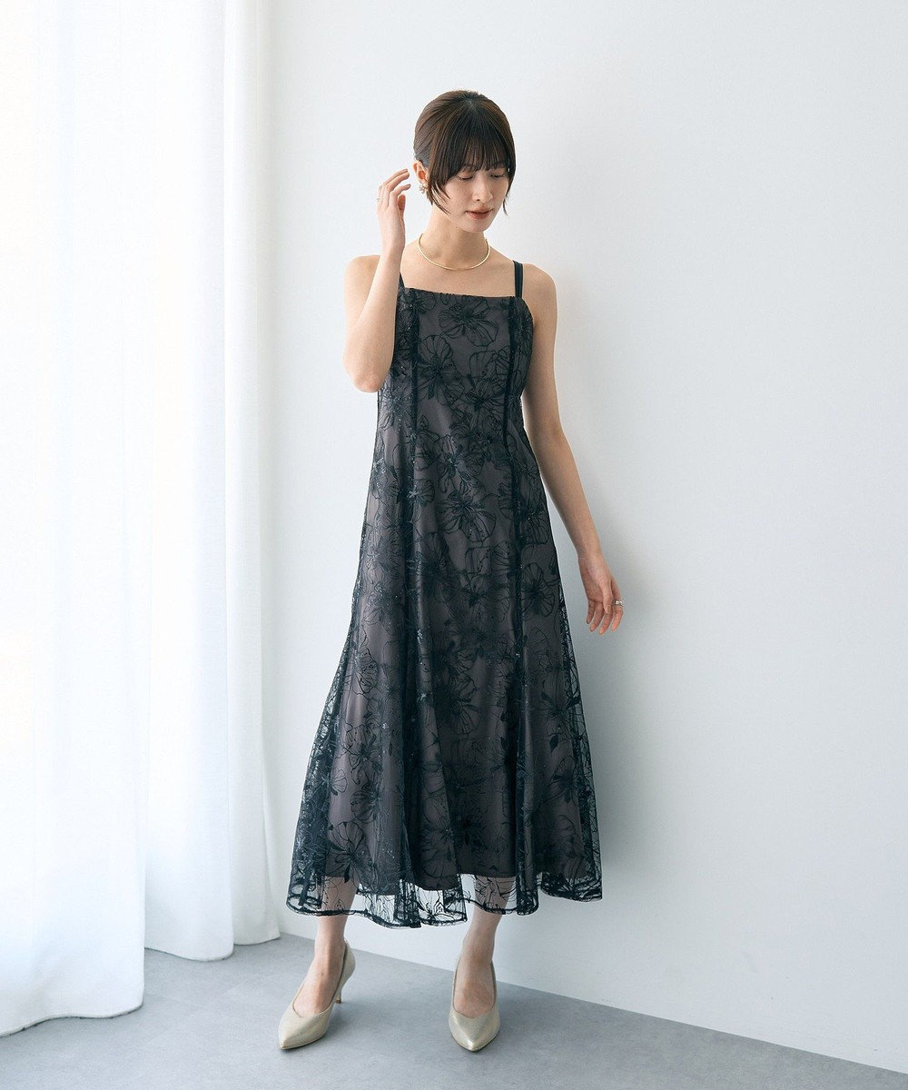 YECCA VECCA 【2点SET】フラワー柄スパンコール刺繍ドレス 