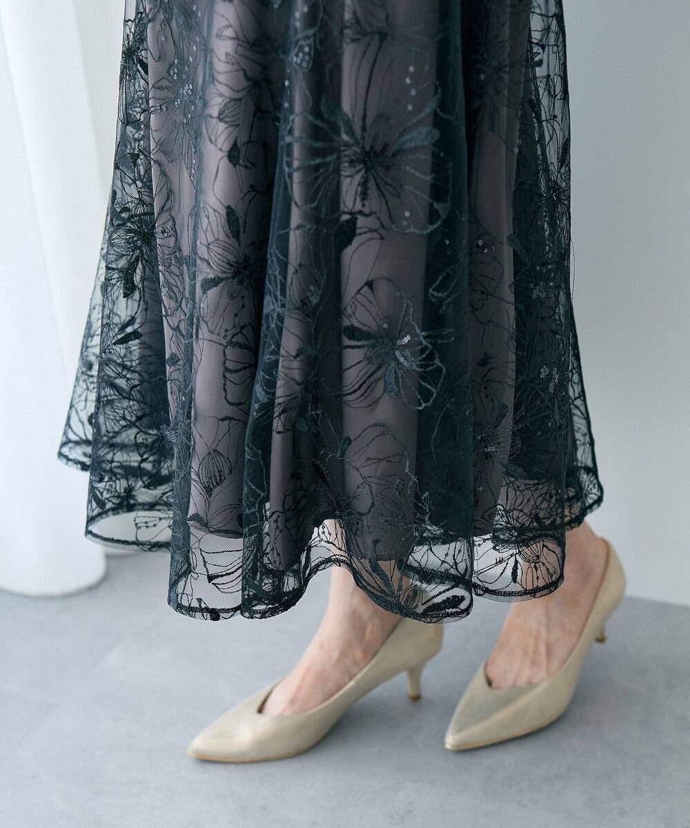 YECCA VECCA 【2点SET】フラワー柄スパンコール刺繍ドレス 